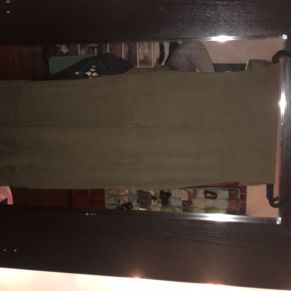 Strapless olive green dress
